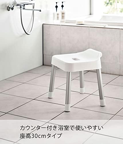 山崎実業(Yamazaki) 引っ掛け 風呂イス SH30 ホワイト 約W33×D31.5×H34cm(座高:約30cm) ミスト MIST 通気性よく乾きやすい バスチェア 7307 画像 3