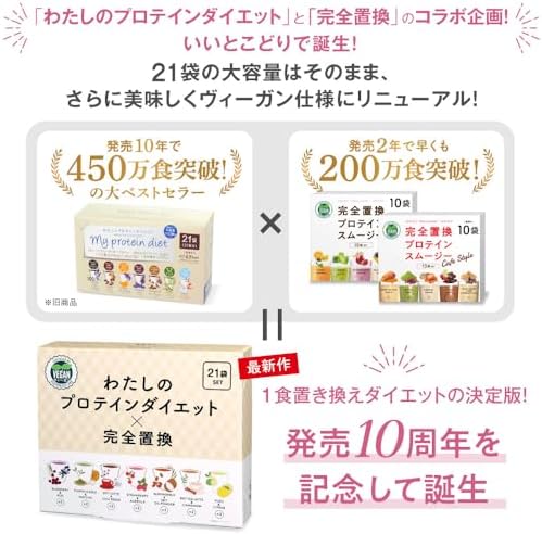 わたしのプロテインダイエット×完全置換 21食セット 1食 置き換えダイエットシェイク 低糖質 画像 3