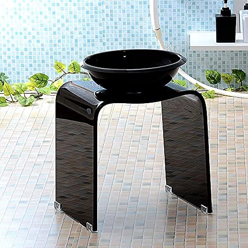 Kuai アクリル バスチェア ボウル セット 風呂椅子 洗面器 高さ35cm Lサイズ (ブラック) 画像 3